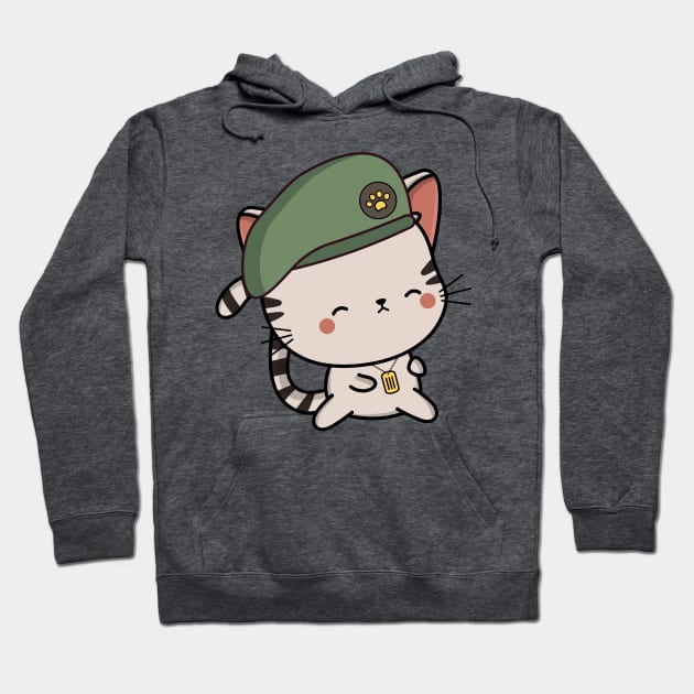 Green Beret Tabby Cat Hoodie by Pet Station